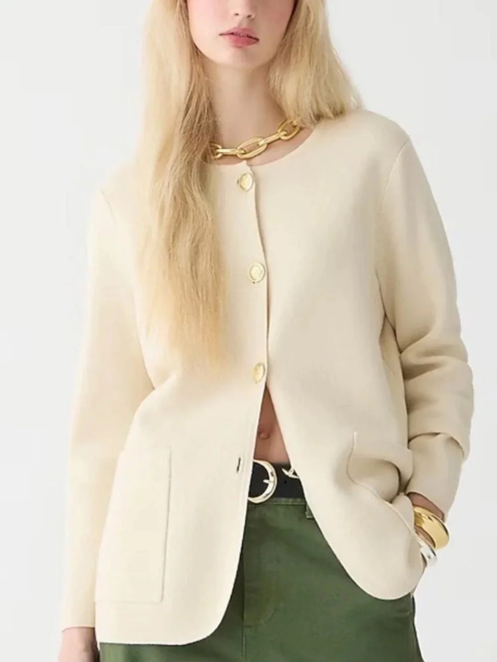 J.Crew Womens Cream Giselle sweater Blazer S